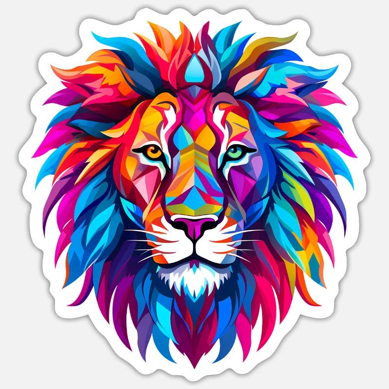 Polygon Lion - Sticker size S (10 x 10 cm) - white matte