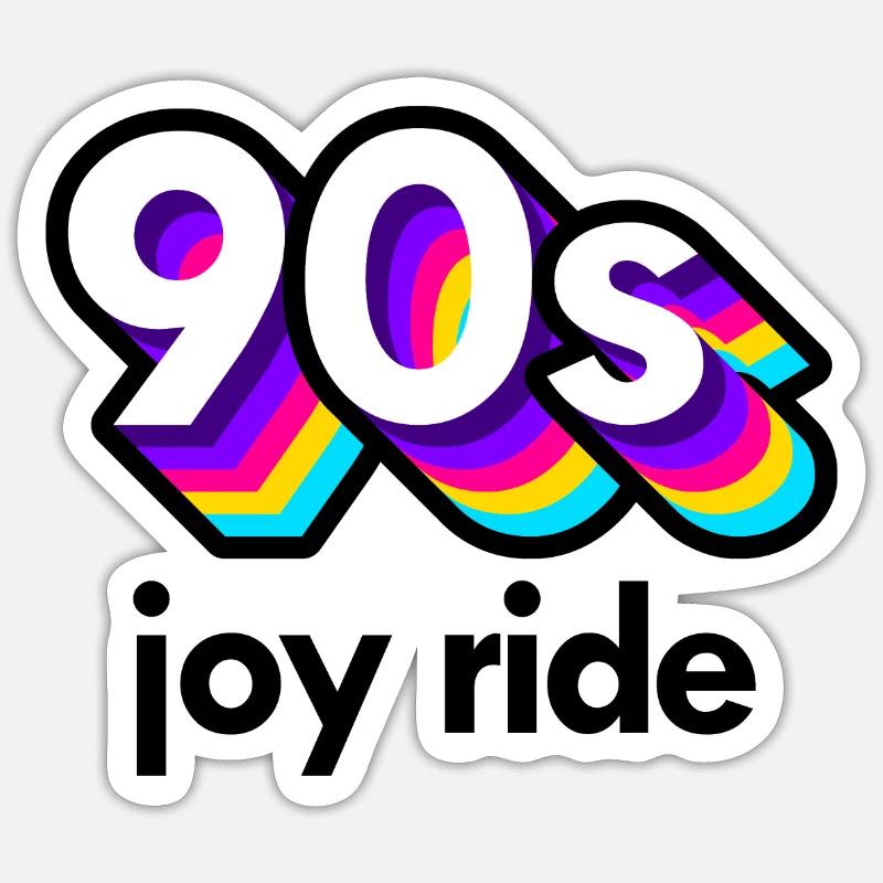 90s joy ride black - Sticker Größe S (10 x 10 cm) - Mattweiß