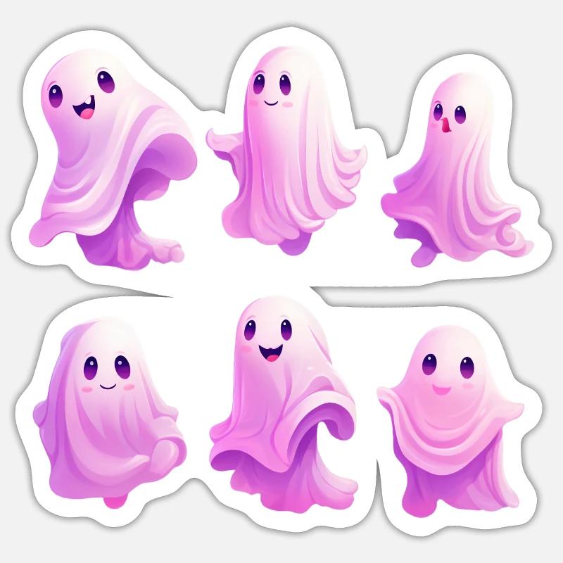 Fantômes mignons - Sticker taille S (10 x 10 cm) - blanc mat