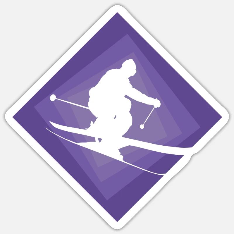 Ski freeride - Sticker taille S (10 x 10 cm) - blanc mat
