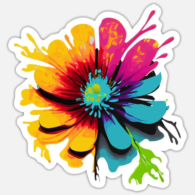 Fleur couleur - Sticker taille S (10 x 10 cm) - blanc mat
