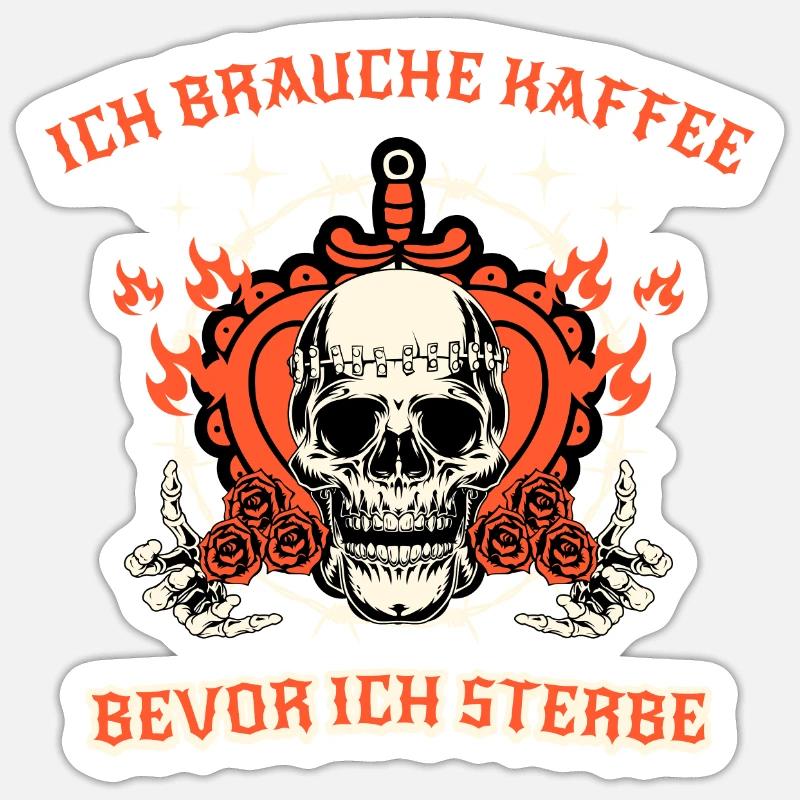 ich brauch kaffee spruch geschenk - Sticker Größe S (10 x 10 cm) - Mattweiß