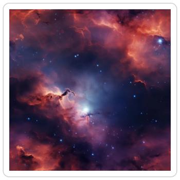 Stellar Odyssey: Kosmische Nebelumarmung - Sticker Größe S (10 x 10 cm) - Mattweiß - Vorne