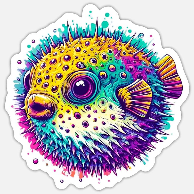 Blowfish - Sticker taille S (10 x 10 cm) - blanc mat