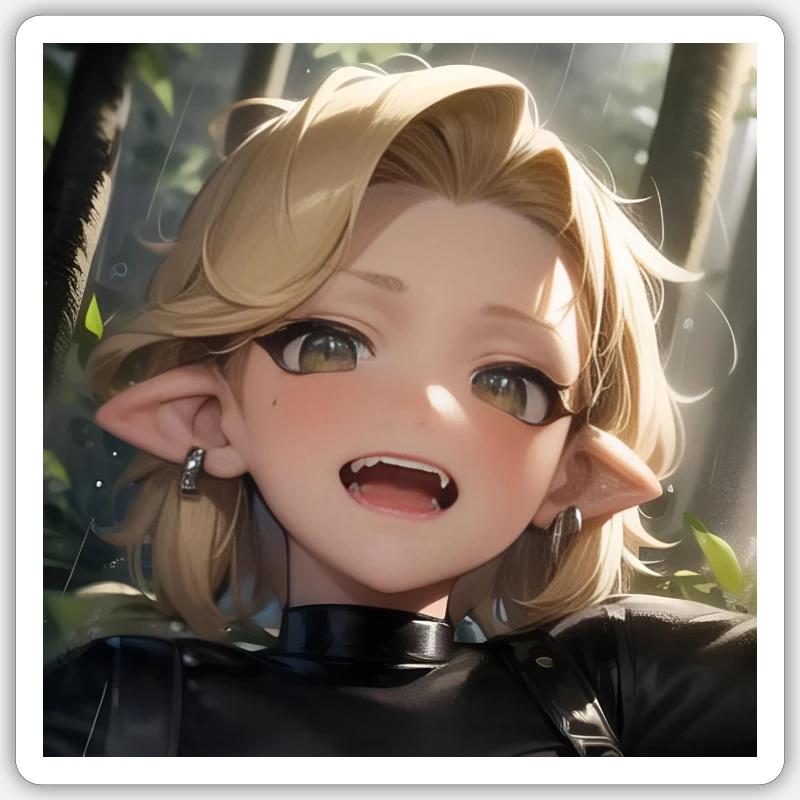 Anime Mädchen mit blondem Haar - Sticker Größe S (10 x 10 cm) - Mattweiß