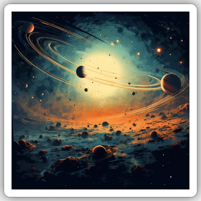 Sonnensystem, Multiverse, Universe - Sticker Größe S (10 x 10 cm) - Mattweiß