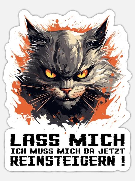 Katze mit Bösem Blick - Lass mich da reinsteigern - Sticker Größe S (10 x 10 cm) - Mattweiß