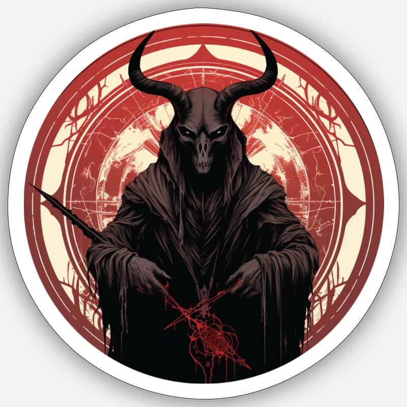 Demon Hunter Devil rund Design Sticker Größe S (10 x 10 cm)