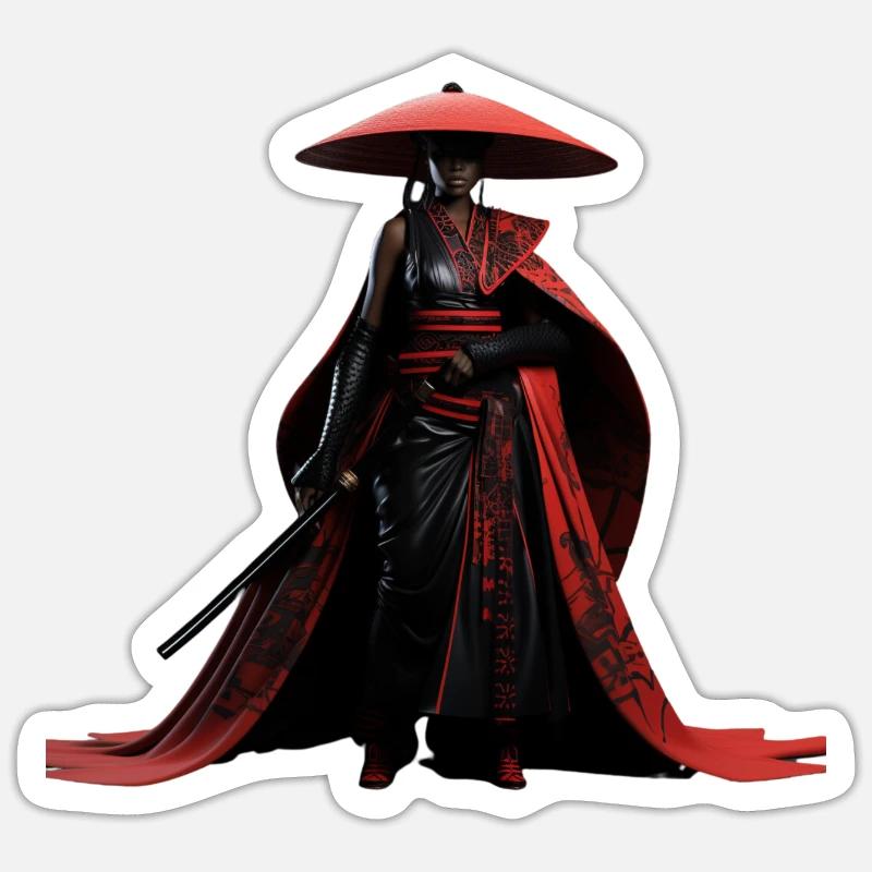SCHWARZER SAMURAI - Sticker Größe S (10 x 10 cm) - Mattweiß