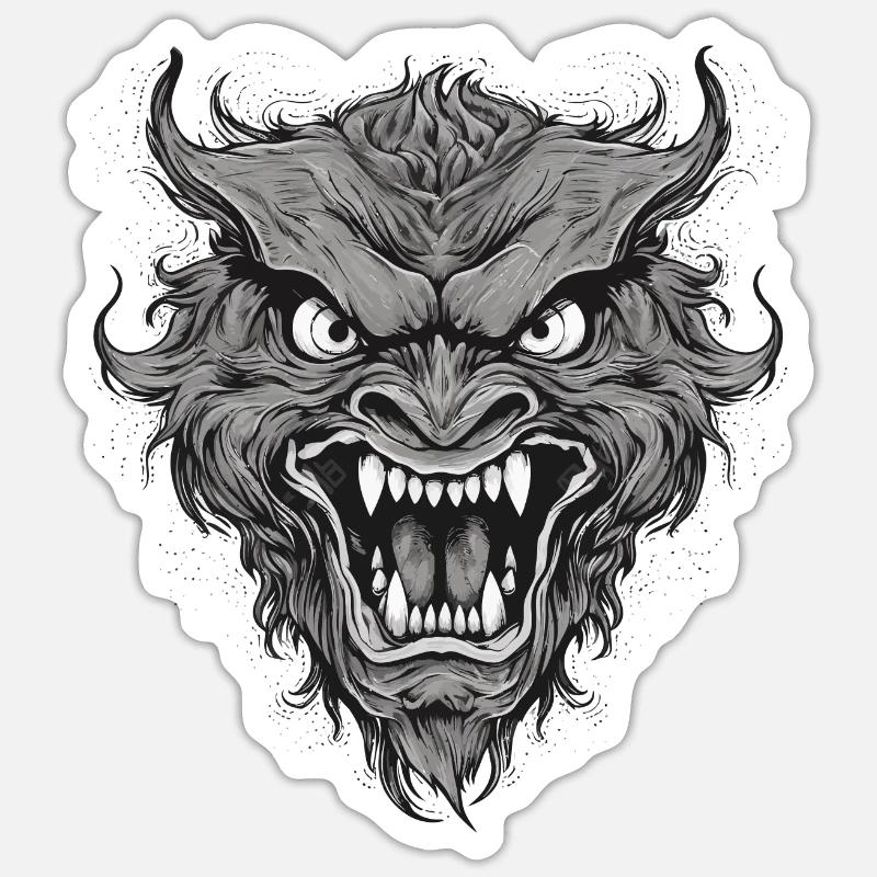 Wild werewolf with nasty teeth, sharp teeth Sticker size S (10 x 10 cm)