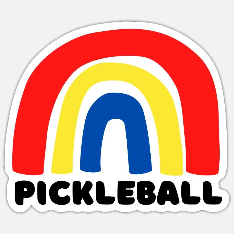 Pickleball Regenbogen - Sticker Größe S (10 x 10 cm) - Mattweiß