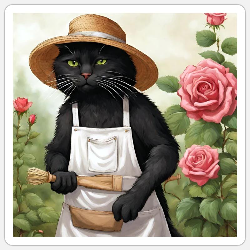 Gartenkater - Sticker Größe S (10 x 10 cm) - Mattweiß