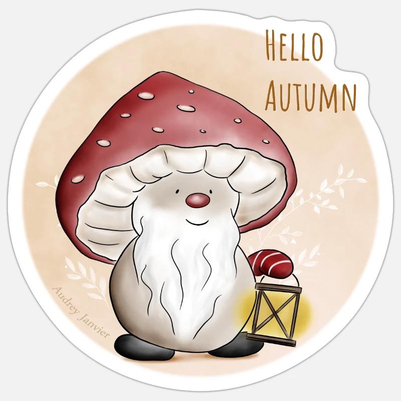 Collection Chamignon, un Champignon mignon d'autom - Sticker taille S (10 x 10 cm) - blanc mat