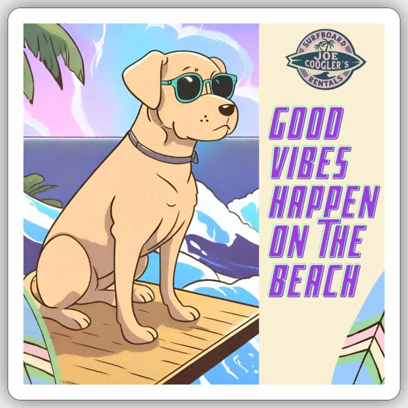 Comic style on the beach Sticker size S (10 x 10 cm)