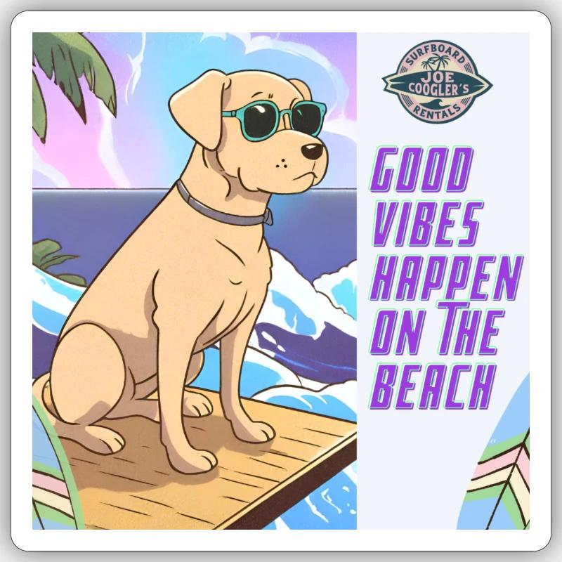 Surfen im Comic-style - Sticker Größe S (10 x 10 cm) - Mattweiß