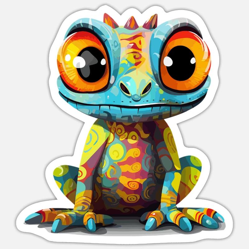 Conception colorée de salamandre de gecko - Sticker taille S (10 x 10 cm) - blanc mat