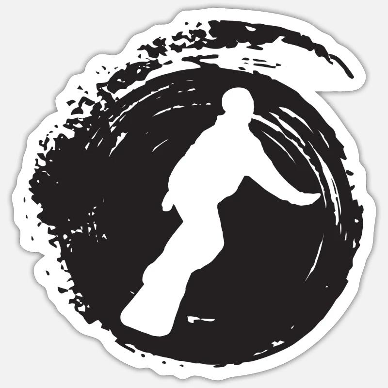 Snowboard Snowboarder Snowboard - Sticker taille S (10 x 10 cm) - blanc mat