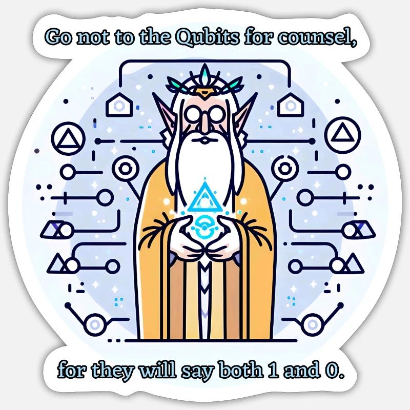 Les qubits sont des elfes - Sticker taille S (10 x 10 cm) - blanc mat