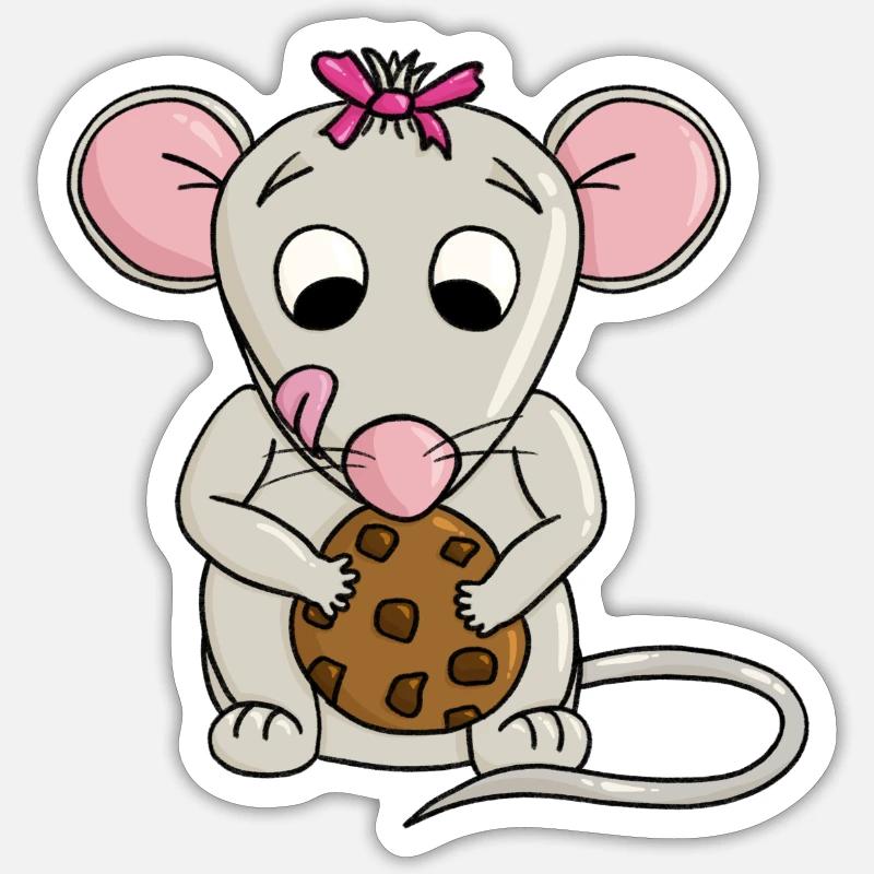 Mouse Finds Cookie - Sticker size S (10 x 10 cm) - white matte