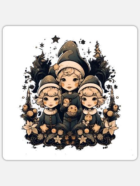 Weihnachtsmann, Ugly Christmas, Elfen - Sticker Größe S (10 x 10 cm) - Mattweiß