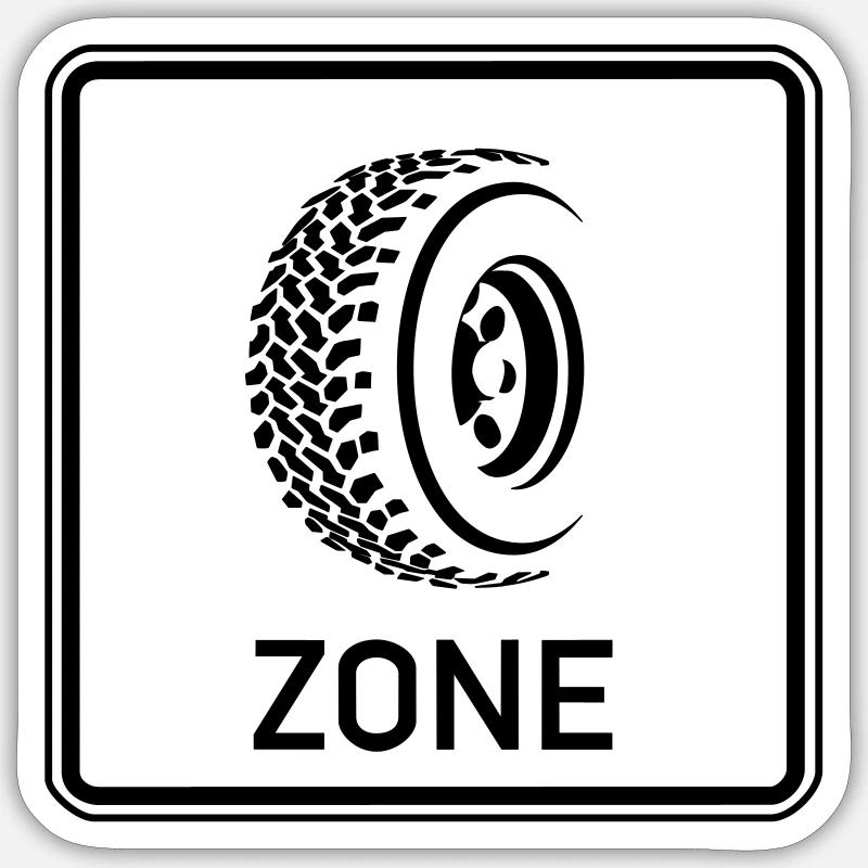 Zone Off Road Schild - Sticker Größe S (10 x 10 cm) - Mattweiß