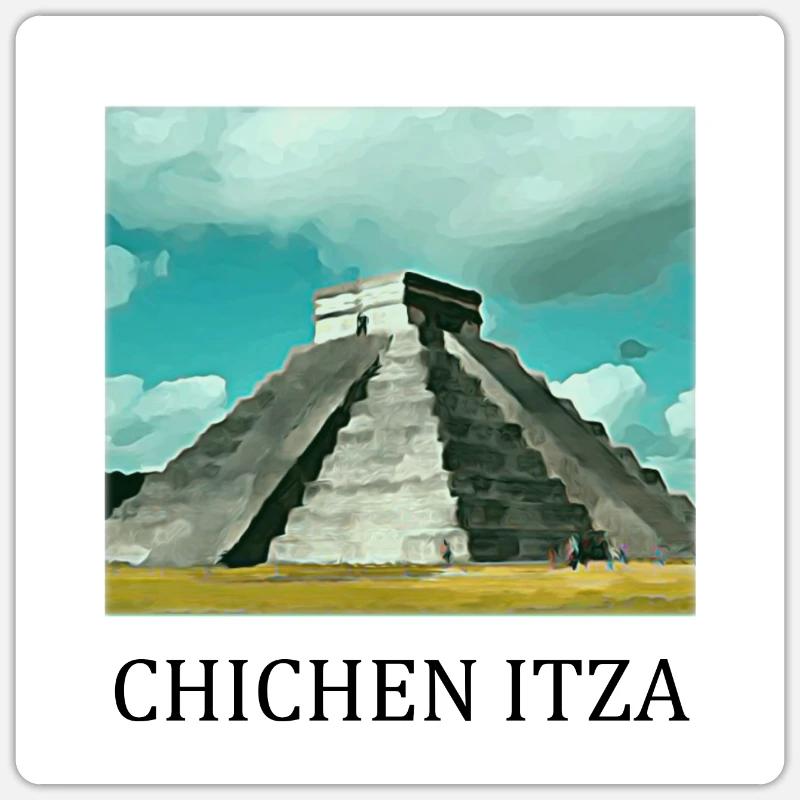 Chichen Itza - Sticker taille S (10 x 10 cm) - blanc mat