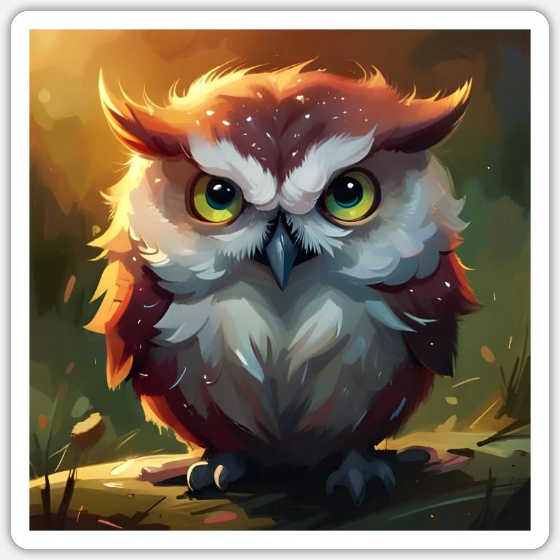 Eule - Sticker Größe S (10 x 10 cm) - Mattweiß