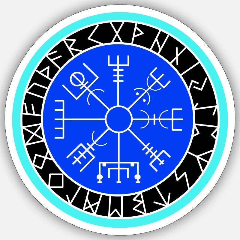 Boussole Viking - Sticker taille S (10 x 10 cm) - blanc mat