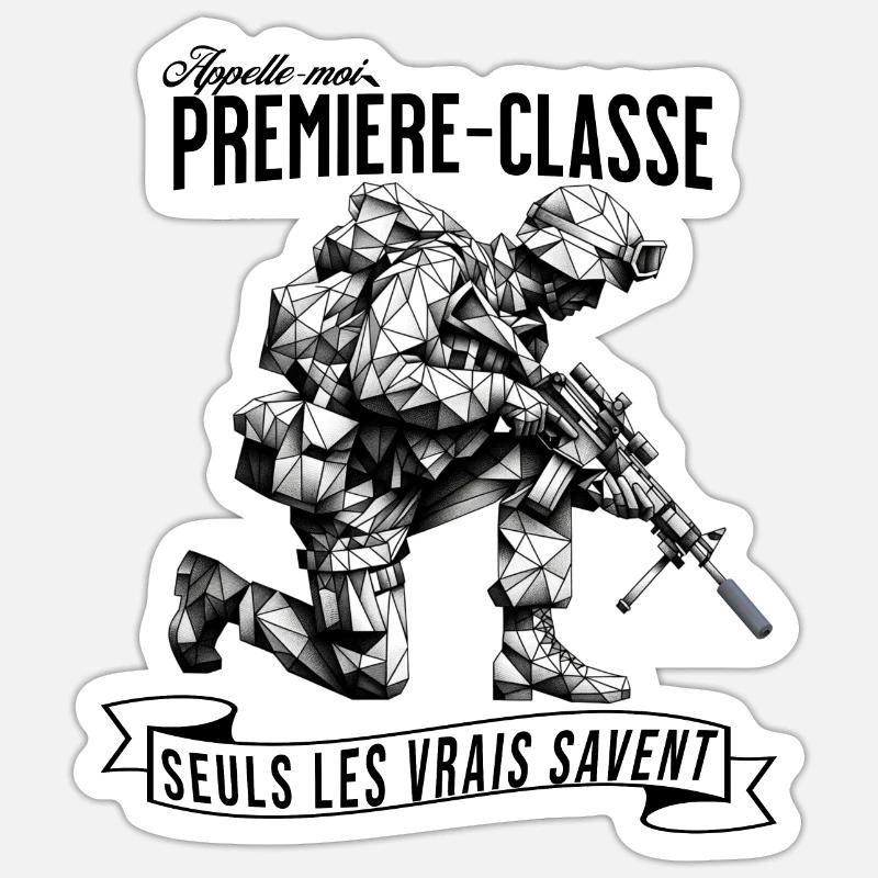 Appelle-moi Première Classe - Sticker taille S (10 x 10 cm) - blanc mat