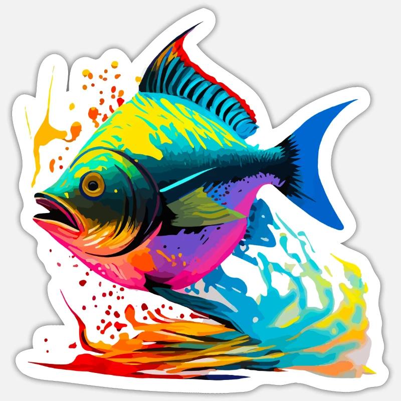 Fisch Farbe - Sticker Größe S (10 x 10 cm) - Mattweiß