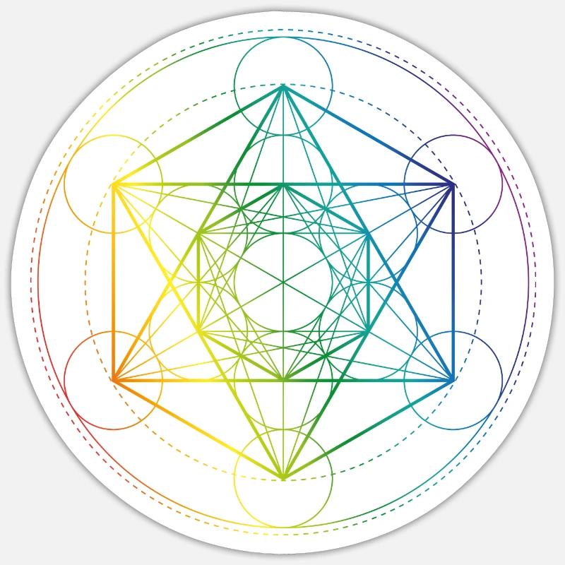 Metatrons Cube rainbow Sticker Größe S (10 x 10 cm)