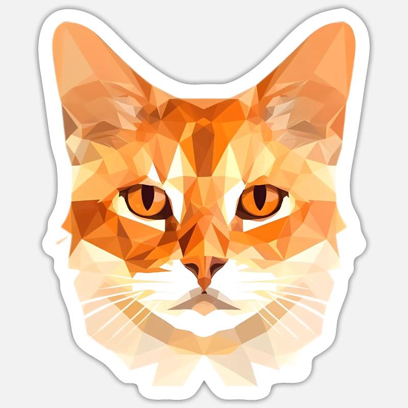 Chat polygonal - Sticker taille S (10 x 10 cm) - blanc mat