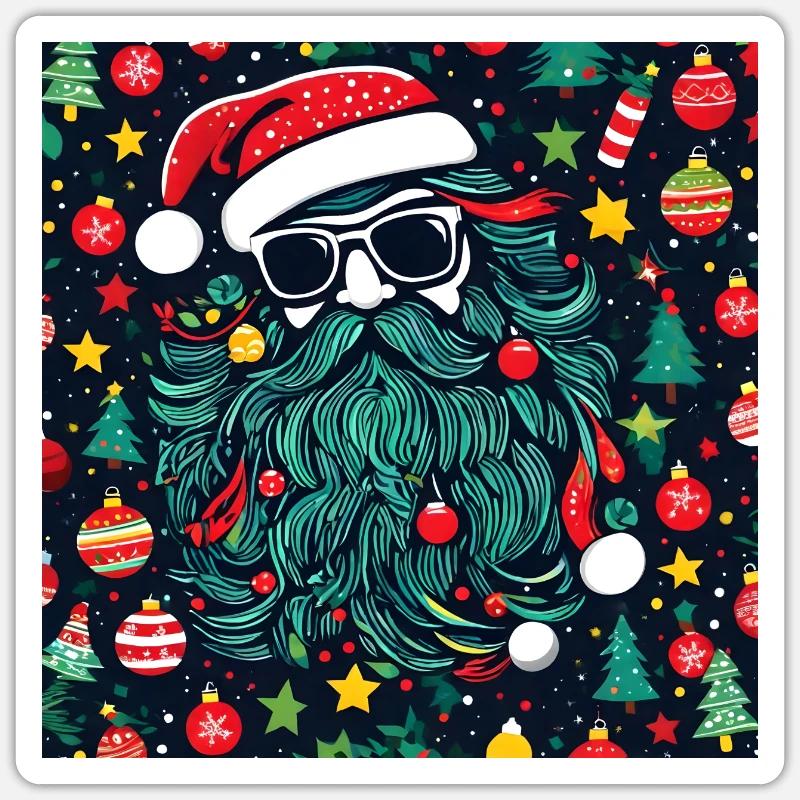 Père Noël - Sticker taille S (10 x 10 cm) - blanc mat
