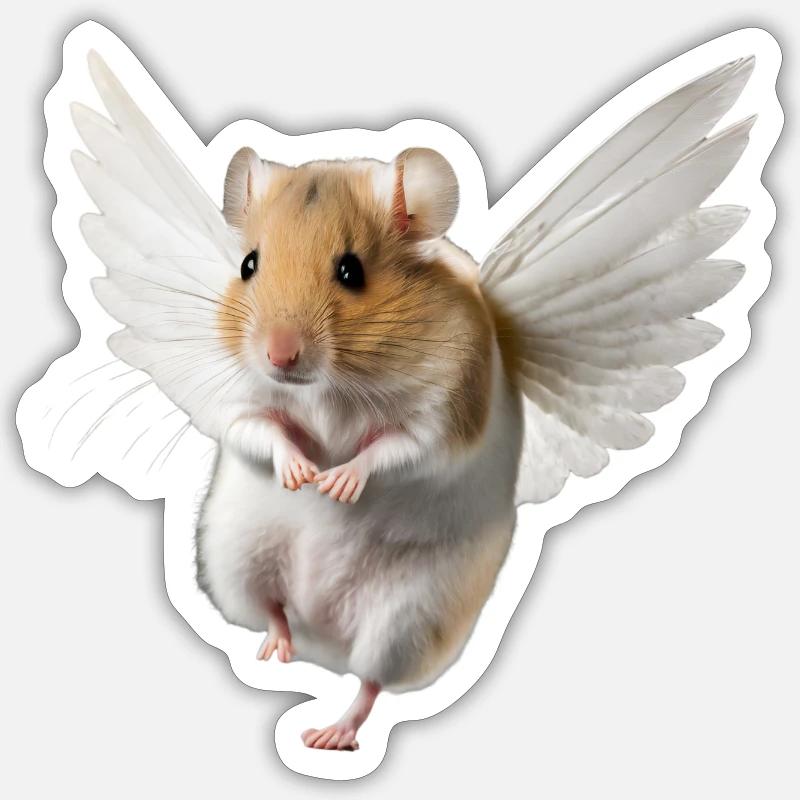 Hamster ailé - Sticker taille S (10 x 10 cm) - blanc mat