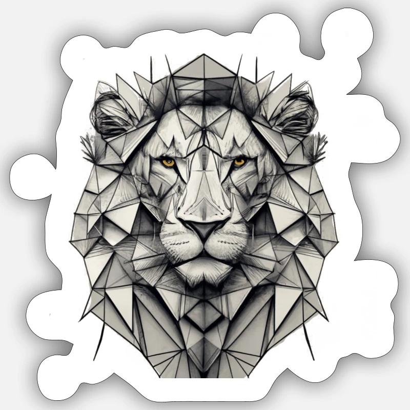 Geo_Löwe - Sticker taille S (10 x 10 cm) - blanc mat