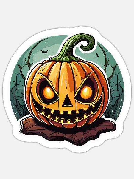 Finsterer Jack o' Lantern Kürbis - Sticker Größe S (10 x 10 cm) - Mattweiß