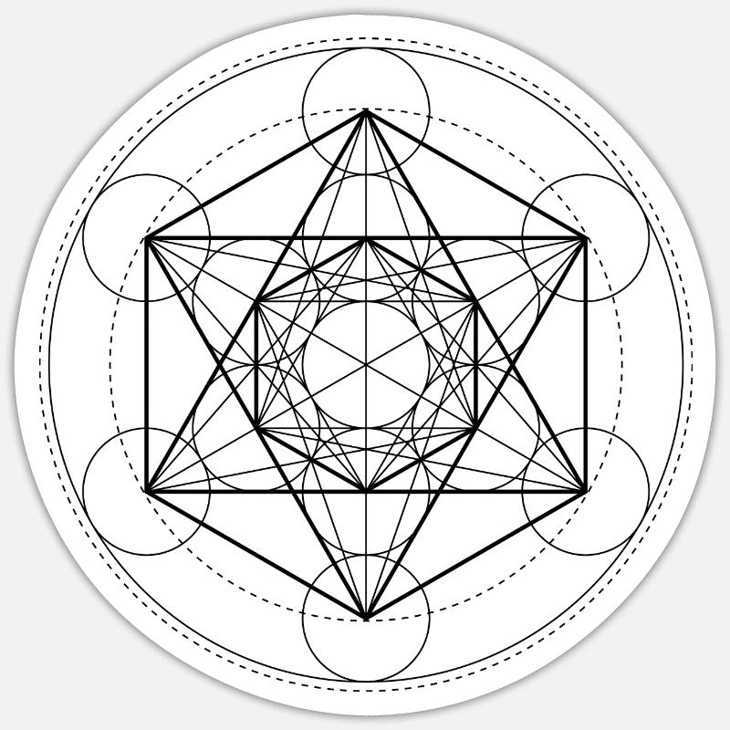 Metatrons Cube black - Sticker Größe S (10 x 10 cm) - Mattweiß