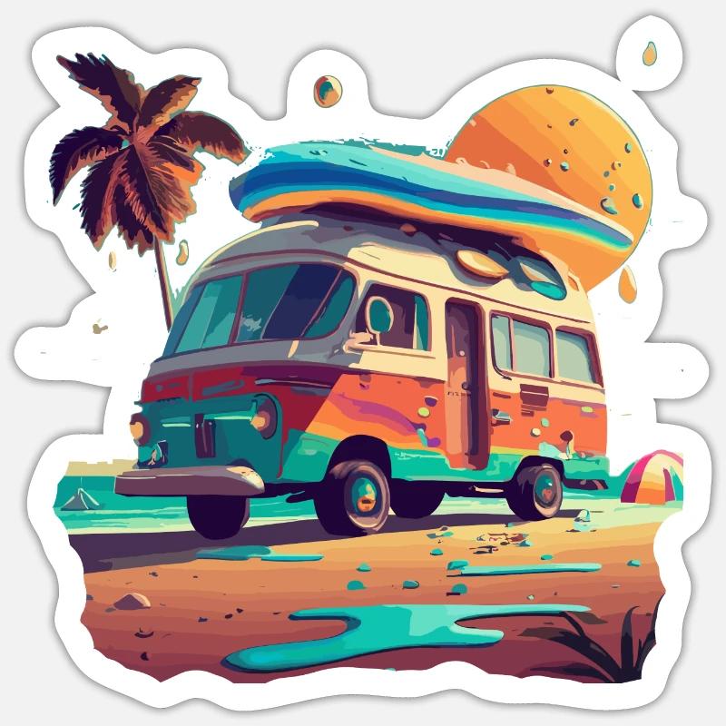 CAMPER VAN - Sticker size S (10 x 10 cm) - white matte