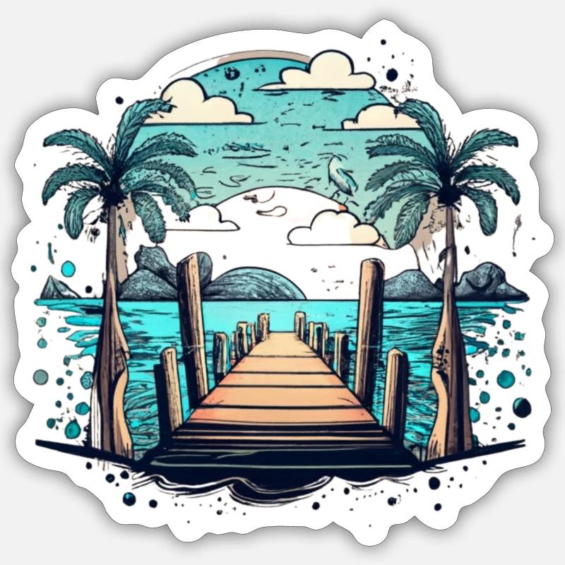 Vacances - Sticker taille S (10 x 10 cm) - blanc mat