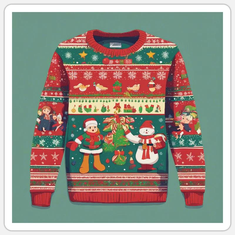 pull de Noël moche Sticker taille S (10 x 10 cm)