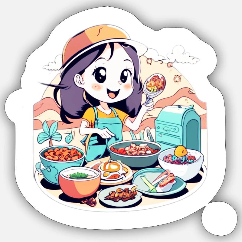 Chibi Kochen Sticker Größe S (10 x 10 cm)
