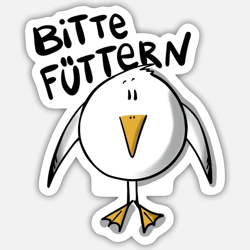 Möwe Füttern Sticker Größe S (10 x 10 cm)