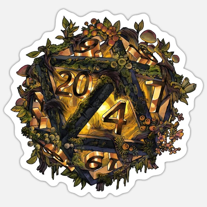 Enchanted Vines Dice - Sticker Größe S (10 x 10 cm) - Mattweiß