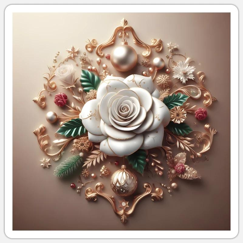 Fleur blanche - Sticker taille S (10 x 10 cm) - blanc mat