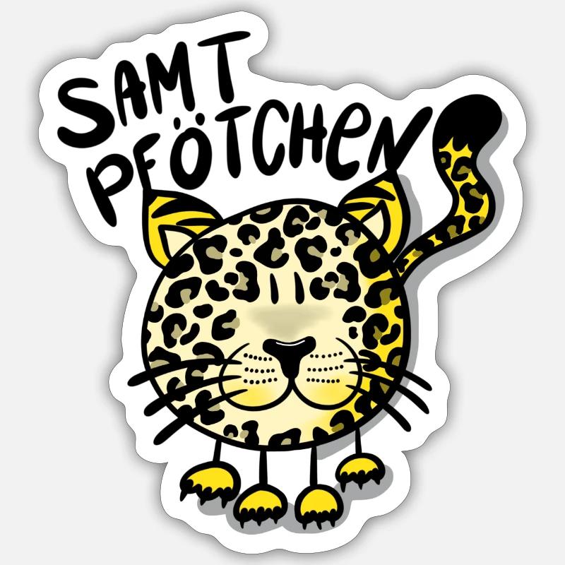 Leopard Samtpfötchen - Sticker Größe S (10 x 10 cm) - Mattweiß