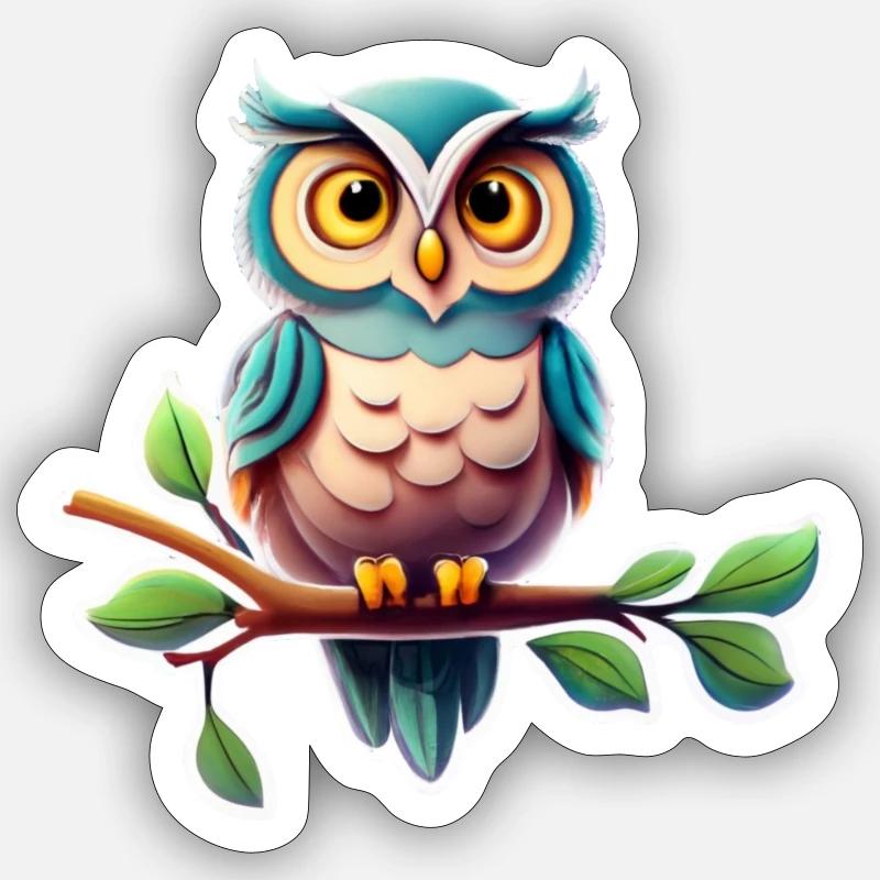 Eule - Sticker Größe S (10 x 10 cm) - Mattweiß