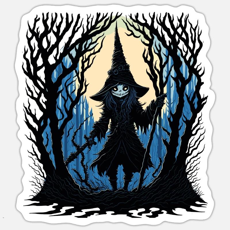 Sorcière dans la forêt Sticker taille S (10 x 10 cm)