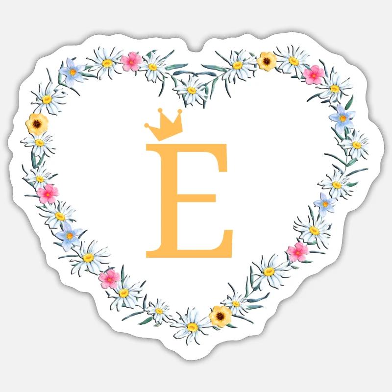 Letter E, Monogram, Heart, Personalizable - Sticker size S (10 x 10 cm) - white matte