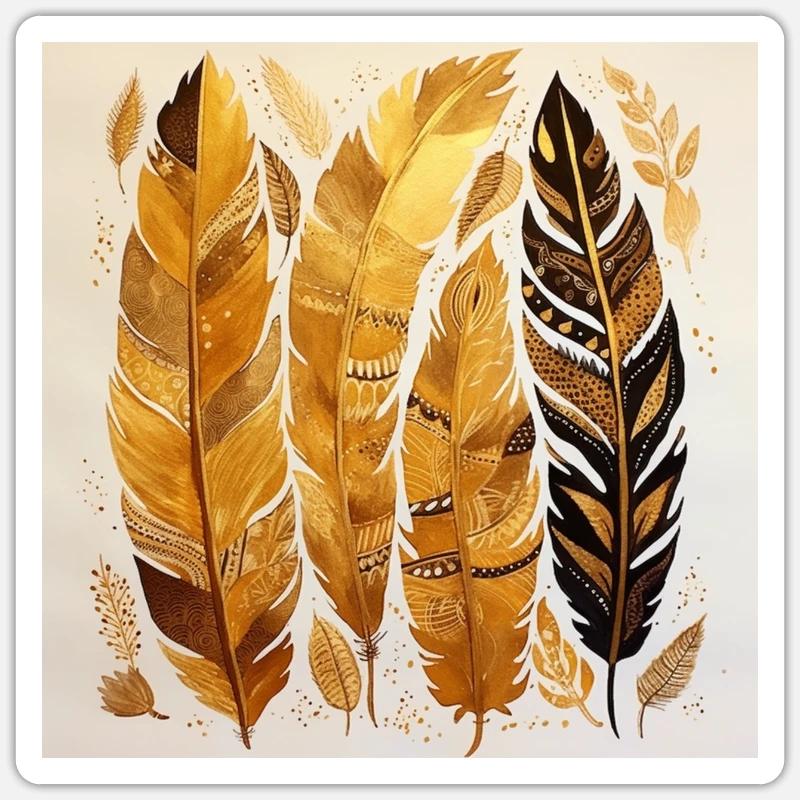 Boho Federn - Sticker Größe S (10 x 10 cm) - Mattweiß