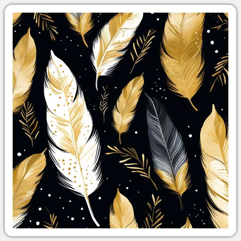 Boho Federn - Sticker Größe S (10 x 10 cm) - Mattweiß